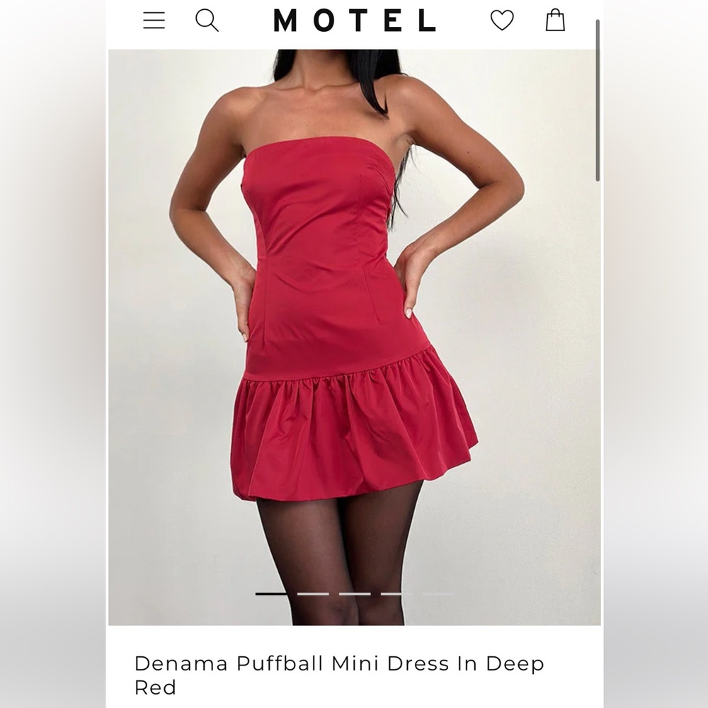 Motel Rocks Denama Puffball Mini Dress in Deep Red